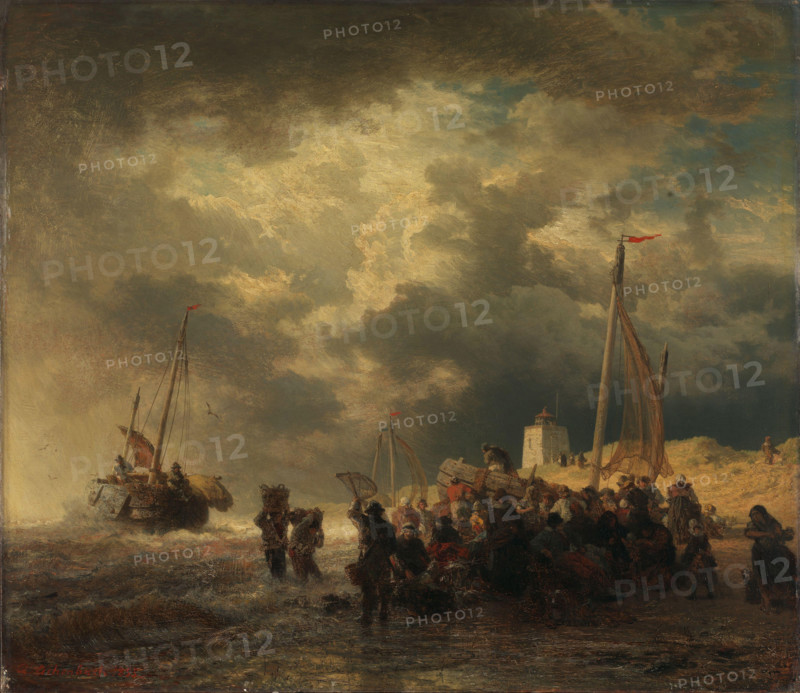 Storm at the Coast, 1855. Creator: Andreas Achenbach.