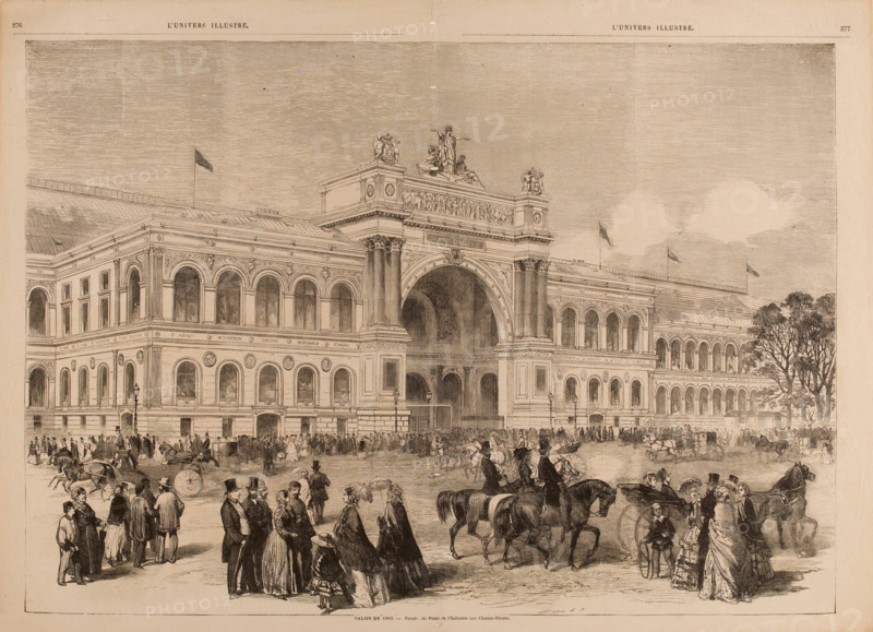 Salon de 1865 - Façade du Palais de l'Industrie aux Champs-Elysées Creator: Anon.