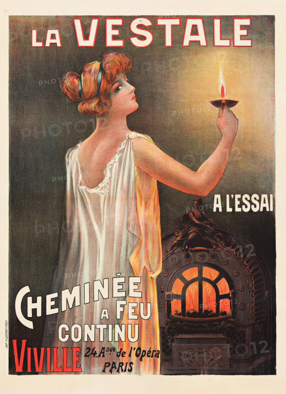 La Vestale. Cheminée à feu continu, 1898. Creator: Anon.