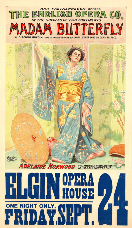 Poster for the Opera Madama Butterfly by G. Puccini, 1900s. Creator: Anon.