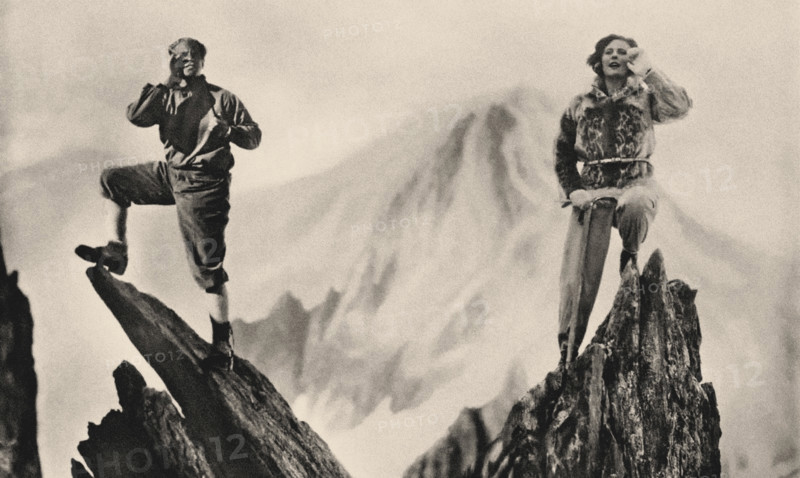 Leni Riefenstahl and Sepp Rist in the film "Stürme über dem Mont Blanc" (Storm Over Mont... 1930. Creator: Anon.