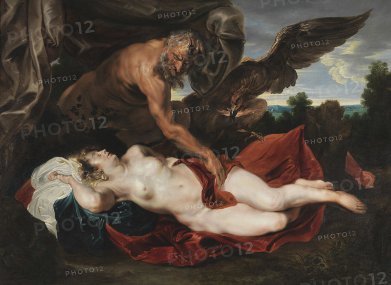 Jupiter, disguised as a satyr, approaches the sleeping Antiope, c1620. Creator: Anthony van Dyck.