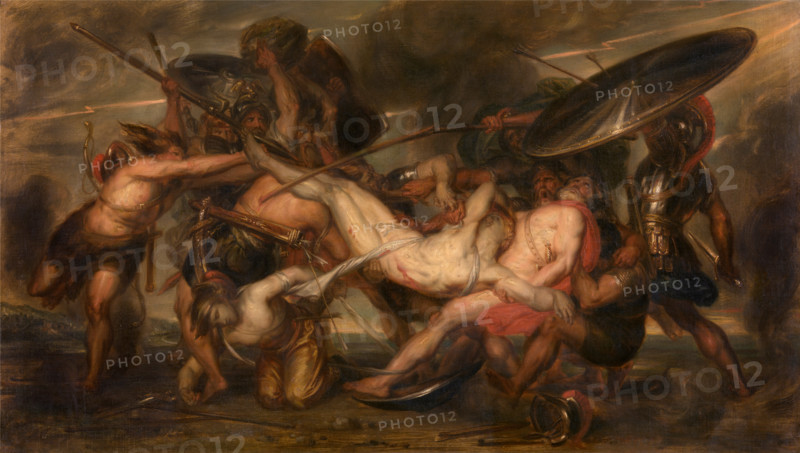 The Greeks and the Trojans Fighting over the Body of Patroclus. Creator: Antoine Joseph Wiertz.