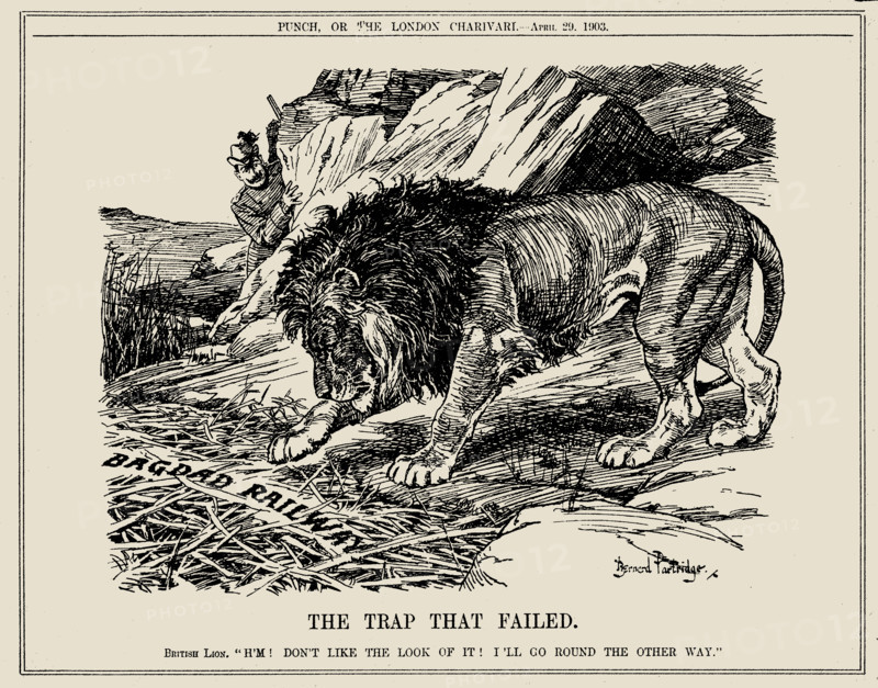 The Trap that Failed (to the German-controlled Baghdad railway). Punch, April, 1903 Creator: Bernard Partridge.