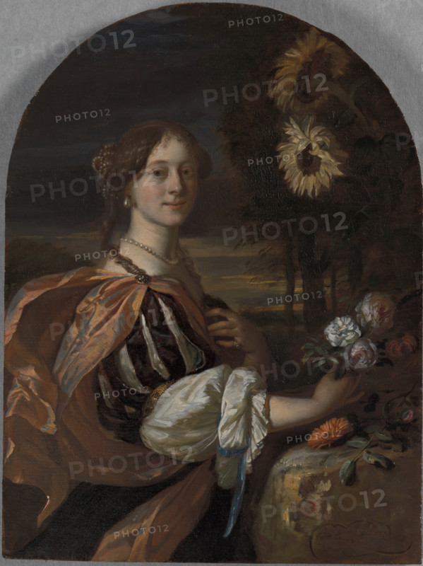 Catharina van Heemskerck with sunflowers, Early 1730s. Creator: Carel de Moor.