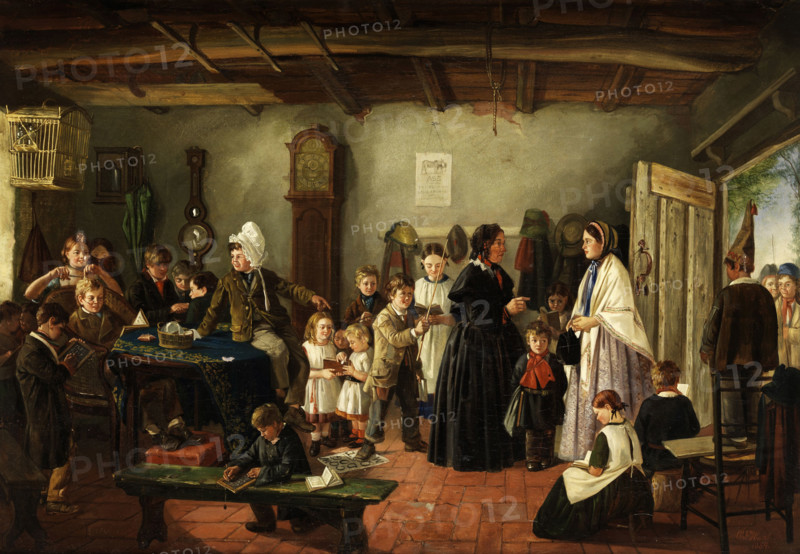 The visit to the classroom, 1859. Creator: Charles Hunt.