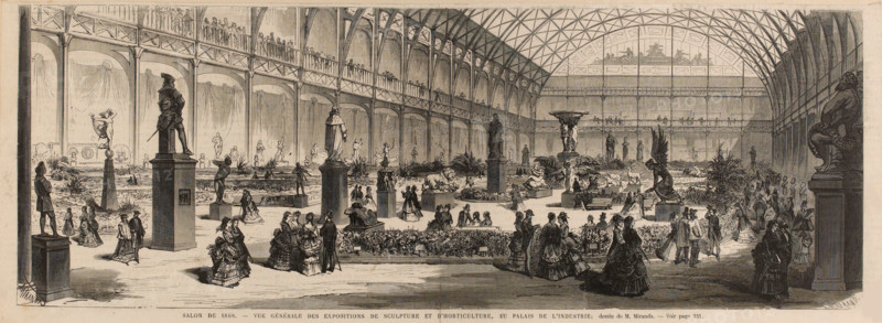 Salon de 1869 - Vue générale des expositions de sculpture et d'horticulture, au Palais de... Creator: Charles Maurand.