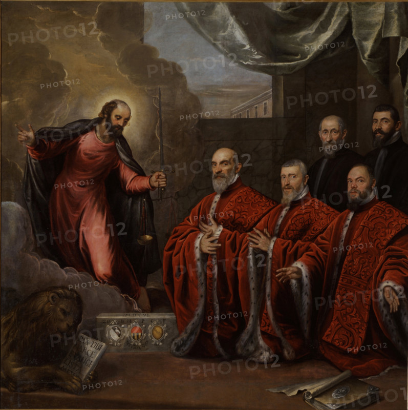 Saint Mark in Glory and portraits of three Avogadori, 1623. Creator: Domenico Tintoretto.
