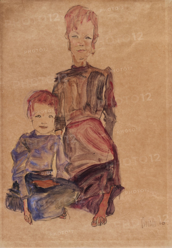Two Proletarian Children, 1910. Creator: Egon Schiele.