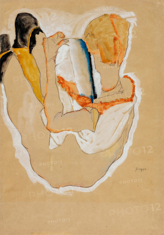 Seated Nude, Back View, 1911. Creator: Egon Schiele.