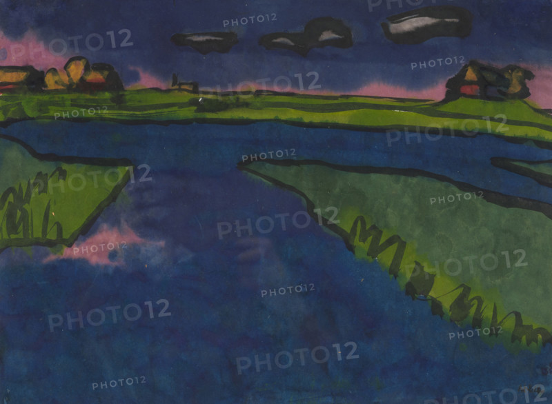 Marshland (flooded meadows, farmhouses), c1920. Creator: Emil Nolde.