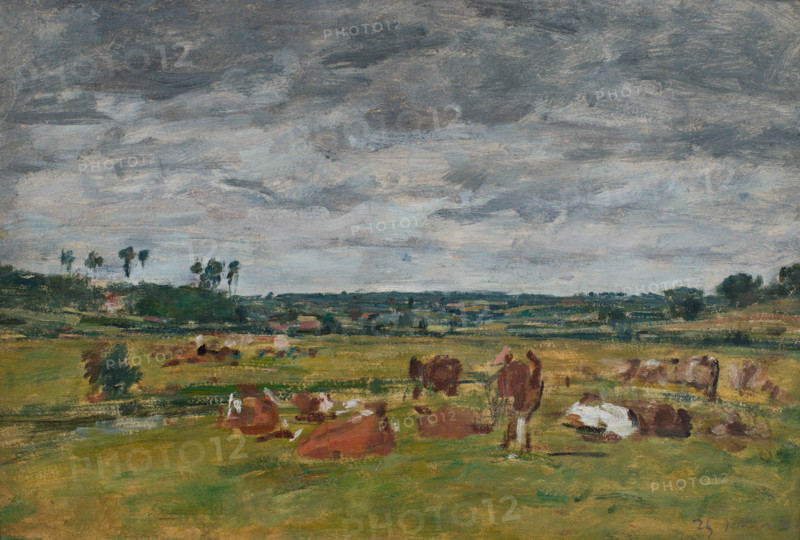 Landscape with Cows, 1881. Creator: Eugene Louis Boudin.