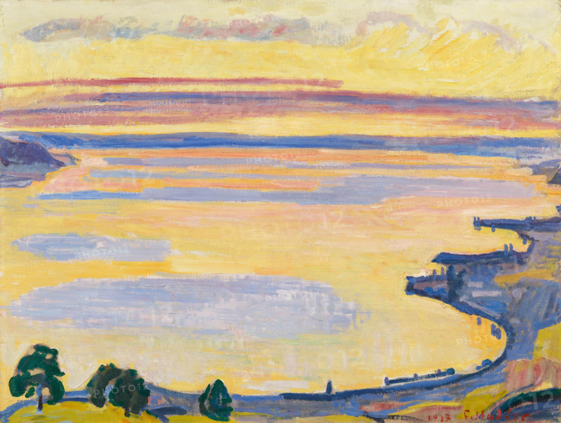 Sunset on Lake Geneva from Caux, 1917. Creator: Ferdinand Hodler.