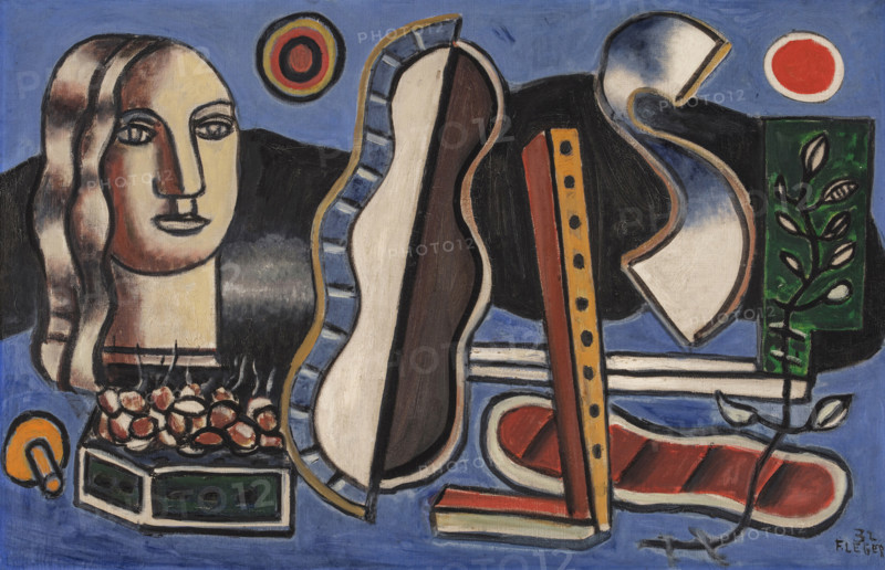 Objets contrastés sur fond bleu, 1932. Creator: Fernand Leger.