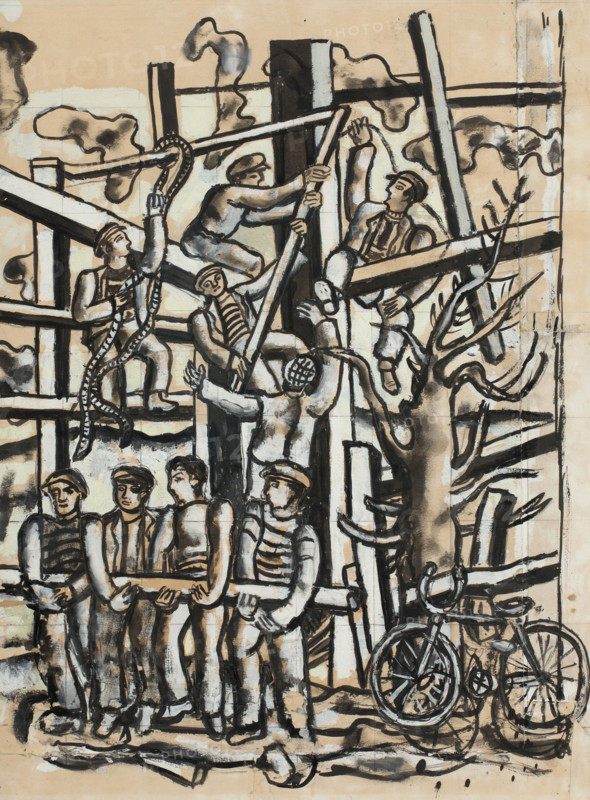 Les Constructeurs au vélo, 1950. Creator: Fernand Leger.