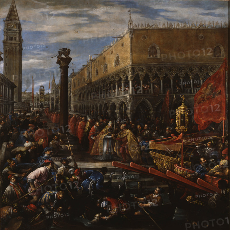 Pope Alexander III giving a Blessed Sword to Doge Sebastiano Ziani, c1590. Creator: Francesco Bassano II.