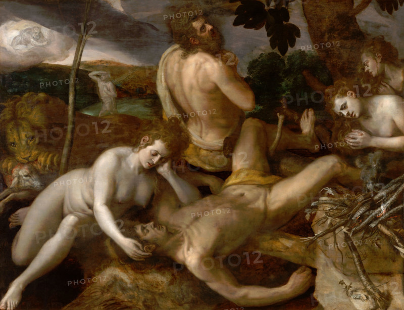 Adam and Eve grieve over the Dead Body of Abel, c1550. Creator: Frans Floris.