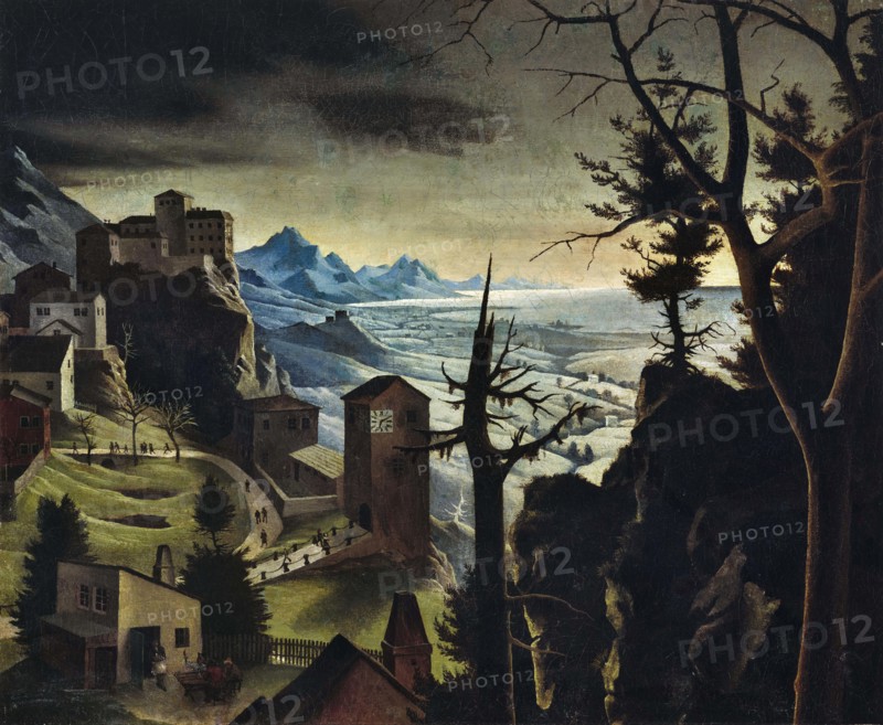 Landscape with a castle. Fragment, 1930. Creator: Franz Sedlacek.
