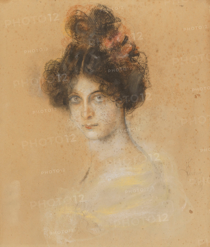 Portrait of the dancer Saharet (Clarissa Rose Campell 1879-1942), 1899. Creator: Franz von Lenbach.