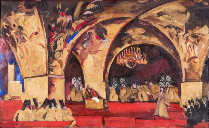 The Faceted Palace Scene (Duma). Stage design for the opera Boris Godunov by M. Mussorgsky, 1927. Creator: Fyodor Fyodorovsky.