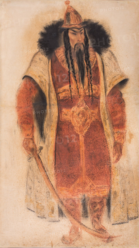 Konchak. Costume design for the opera Prince Igor by A. Borodin, 1934. Creator: Fyodor Fyodorovsky.