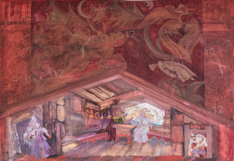 House of the Noblewoman Vera Sheloga. Stage design for the opera The Pskov Maiden by N.... 1932. Creator: Fyodor Fyodorovsky.