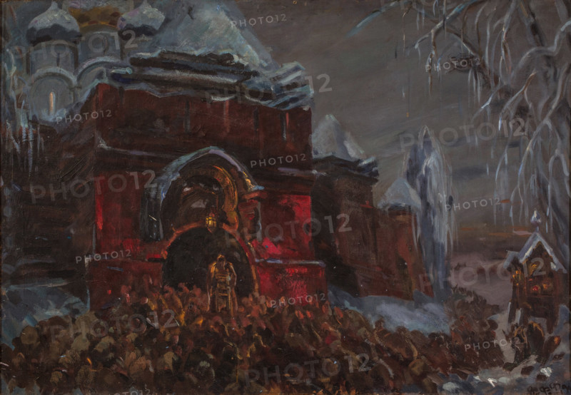 Prologue: the Courtyard of the Novodevichiy Monastery. Stage design for the opera Boris... 1946. Creator: Fyodor Fyodorovsky.