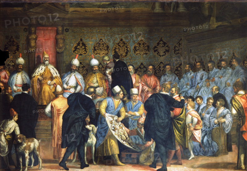 Doge Marino Grimani receives the gifts of the Persian Ambassadors, 1598-1602. Creator: Gabriele Caliari.