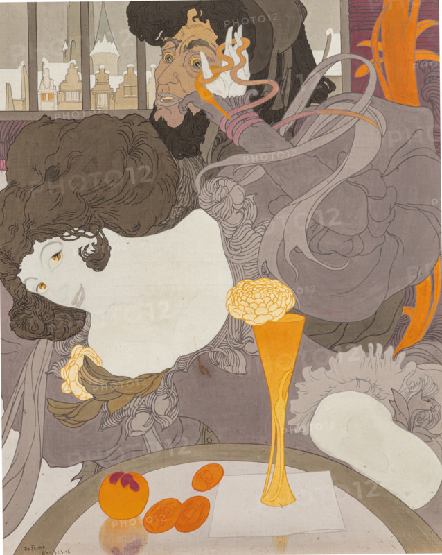 A Scene from "Bruges-la-Morte" (The Dead Bruges) by Georges Rodenbach, 1890s. Creator: Georges de Feure.