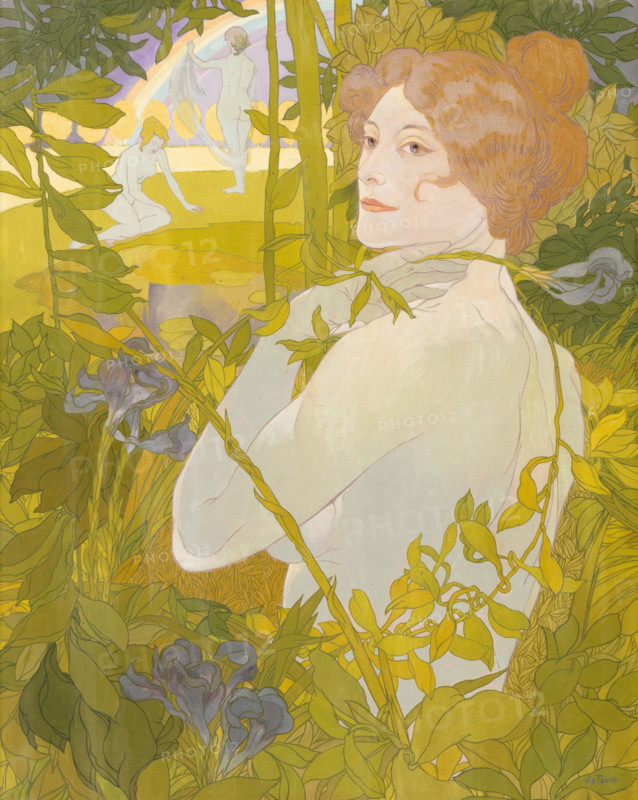 Woman with an Iris, 1890s. Creator: Georges de Feure.