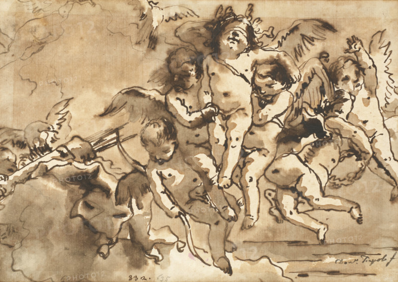 Cupids in flight. Creator: Giovanni Domenico Tiepolo.