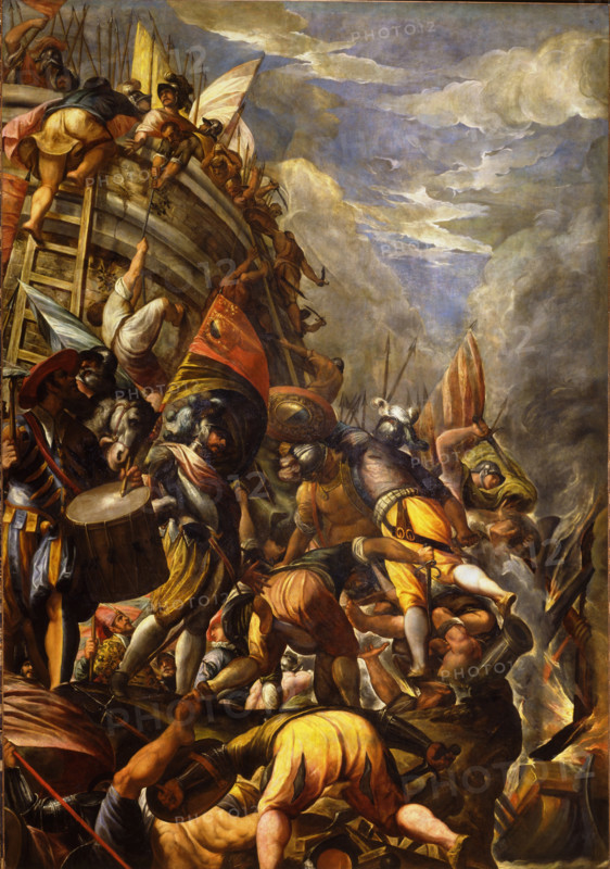 Venetians take the city of Caffa from Genoveses, 1585-1590. Creator: Giulio Angolo del Moro.