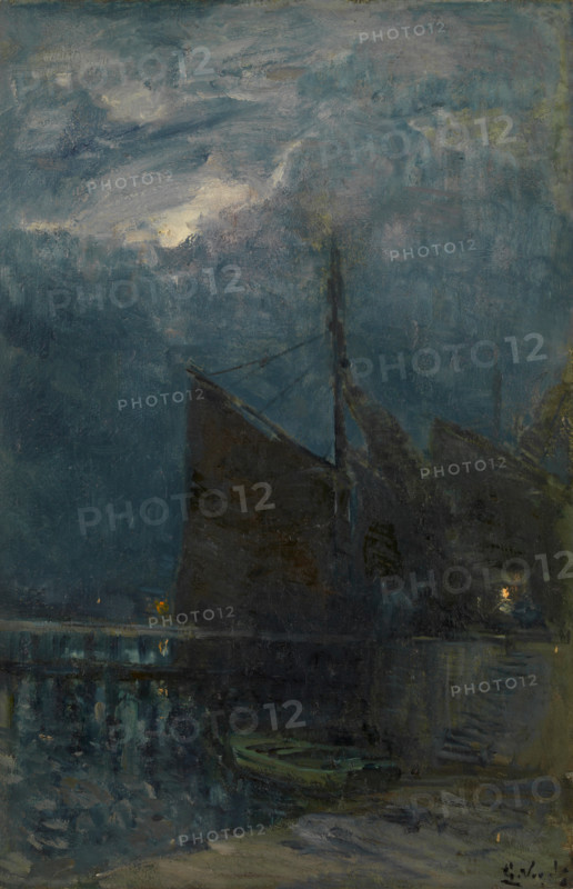 Entrance of a Harbour by Night, c1889. Creator: Guillaume Vogels.