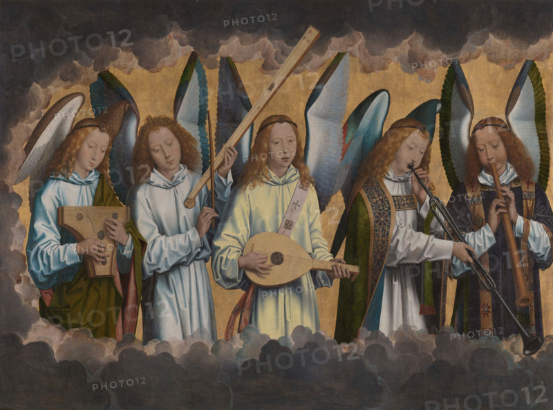 Five angels playing music, 1480s. Creator: Hans Memling.