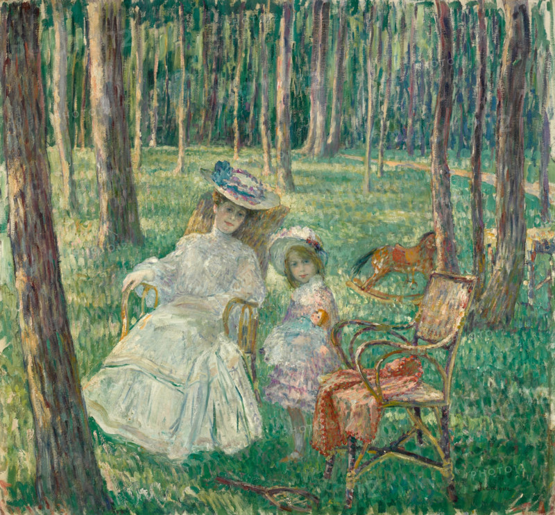 Madame Lamberjack et sa fille Loulou dans un parc, 1905. Creator: Henri Baptiste Lebasque.