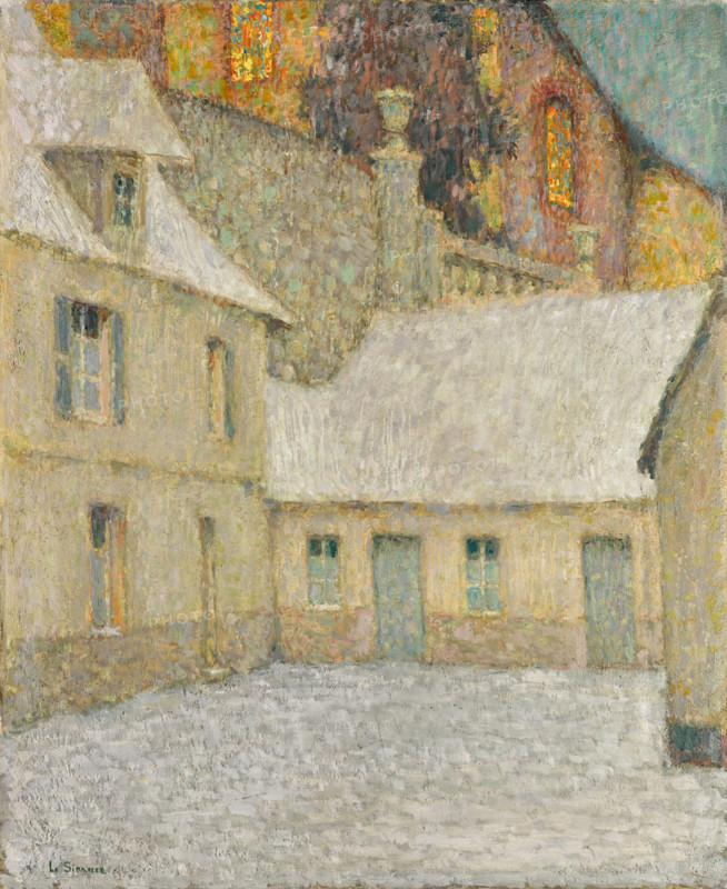 The House under the church, snow, Gerberoy (La Maison sous l'église, neige, Gerberoy), 1931. Creator: Henri Eugene Le Sidaner.