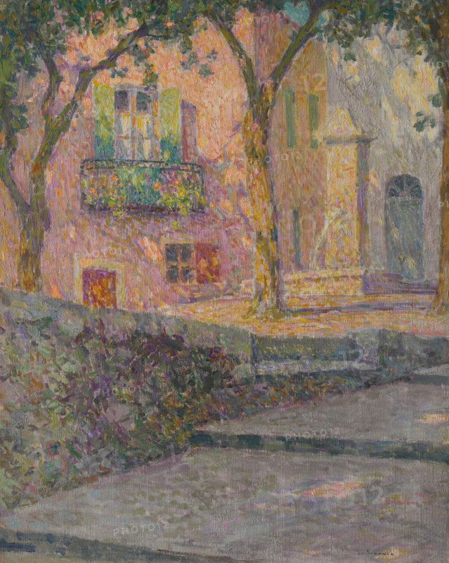 The fountain square in the sun (La place de la fontaine au soleil), 1927. Creator: Henri Eugene Le Sidaner.