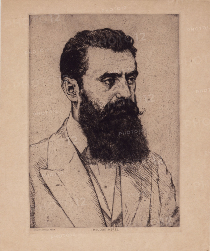 Portrait of Theodor Herzl (1860-1904), 1920s. Creator: Hermann Struck.