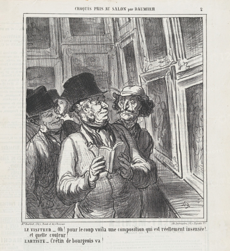 The visitor and the artist, from "Sketches from the Salon". Le Charivari, May 30, 1864 Creator: Honore Daumier.