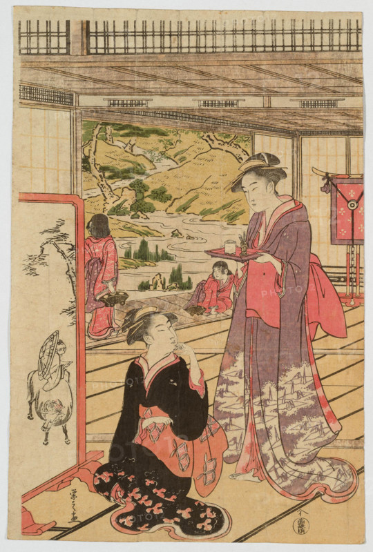 Women in a Mansion with a Garden, 1790. Creator: Hosoda Eishi.