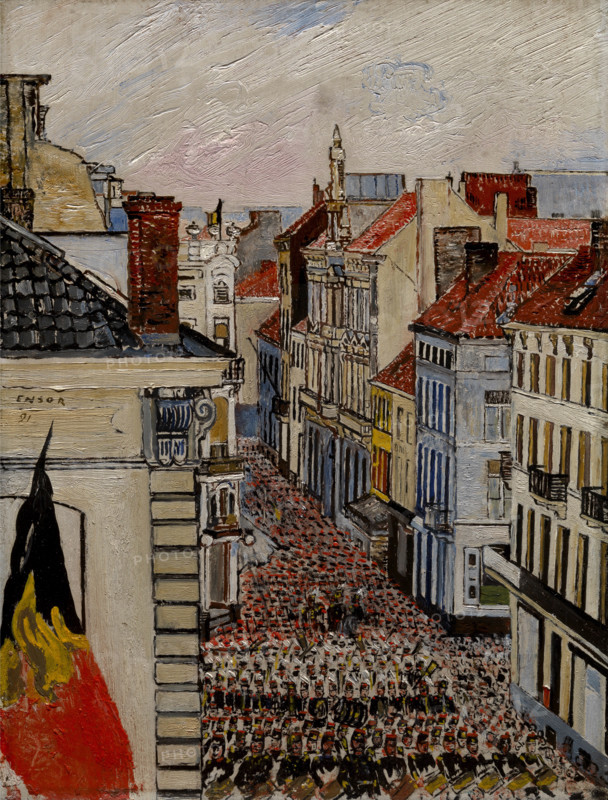 Music in the Vlaanderenstraat, 1891. Creator: James Ensor.