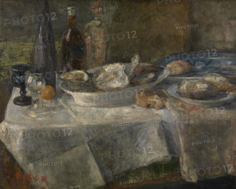 Still Life with Oysters, 1882. Creator: James Ensor.