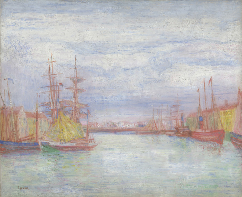 Ostend Harbour, um 1900-1904. Creator: James Ensor.