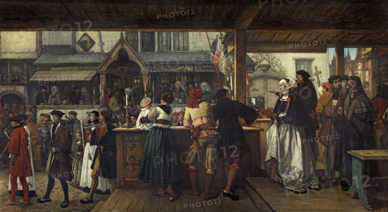 Albrecht Dürer visiting Antwerp in 1520, 1855. Creator: Jan August Hendrik Leys.