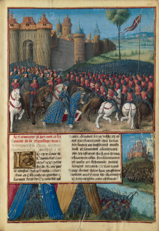 Camp of Louis IX at Mansûra. From "Les Passages d'outremer" by Sébastien Mamerot, 1474. Creator: Jean Colombe.