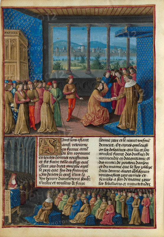 The homage of Henry III of England to Louis IX of France on December 4, 1259. From "Les... 1474. Creator: Jean Colombe.