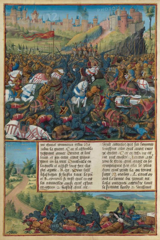 The Battle of Inab. From "Les Passages d'outremer" by Sébastien Mamerot, 1474. Creator: Jean Colombe.