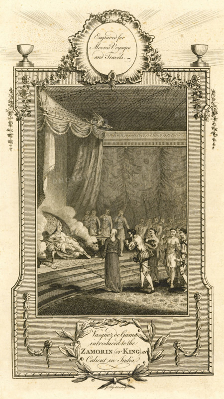 Vasco Da Gama welcomed by the Zamorin of Calicut, 1700. Creator: John Hamilton Moore.