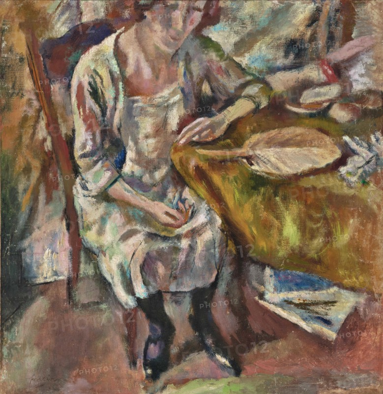 Hermine assise, 1918. Creator: Jules Pascin.