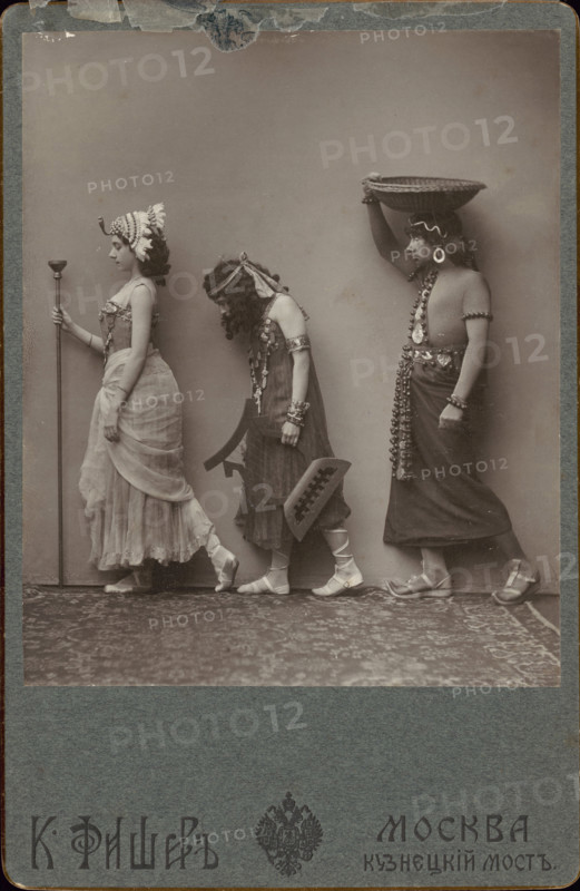 Vera Karalli, Sofia Fedorova and Alexey Kozlov in the ballet "The Pharaoh's Daughter"... 1905-1906. Creator: Karl August Fischer.